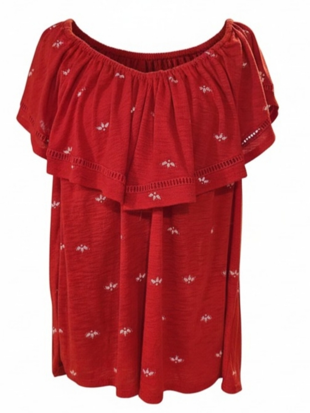 Ava & Viv Red Boho Peasant Top 1X